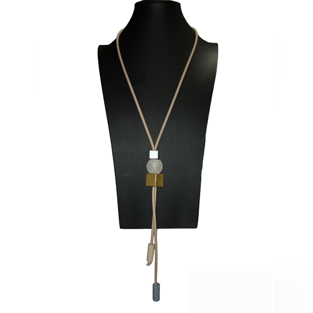 Vintage Adjustable Rubber Geo Shape Statement Necklace